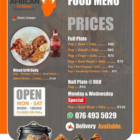 African Cuisine Restaurant Bed & Breakfast Giyani Exterior foto